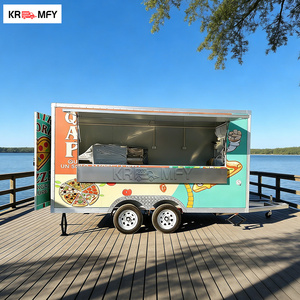 Cuisine mobile carrée avec four à pizza, grill à hamburgers, friteuse, remorque certifiée DOT CE pour la vente de hot-dogs, camion de restauration rapide - Product Image 1