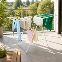 Séchoir à linge pliable en métal antirouille Dreamland, gain de place, pour intérieur et extérieur, séchoir à linge à ailes de mouette