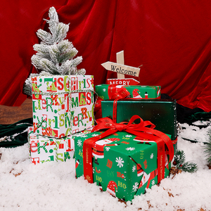 2025 <b>Christmas</b> Disposable Coated Silicone Virgin Printed Gift <b>Wrapping</b> <b>Paper</b> Roll 43x300cm - Product Image 3