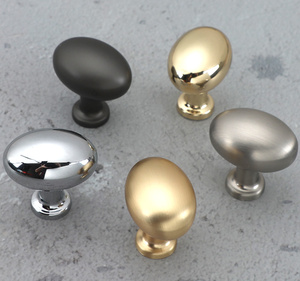 Poignées de tiroir rondes ovales en or brillant noir pour meubles de placard, style scandinave, petites poignées - Product Image 1