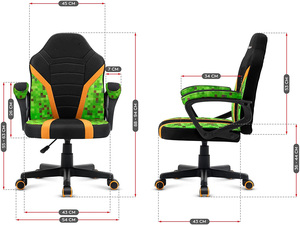 <span class=keywords><strong>Silla</strong></span> <span class=keywords><strong>Gamer</strong></span> Ergonómica de Tela Verde para Niños, Ajustable, Estilo Auto, para Juegos de Computadora, para el Hogar - Product Image 2
