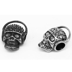 Separador de cuentas con diseño de calavera y auriculares retro de acero inoxidable para la fabricación de pulseras, accesorios de joyería de forma irregular - Product Image 4