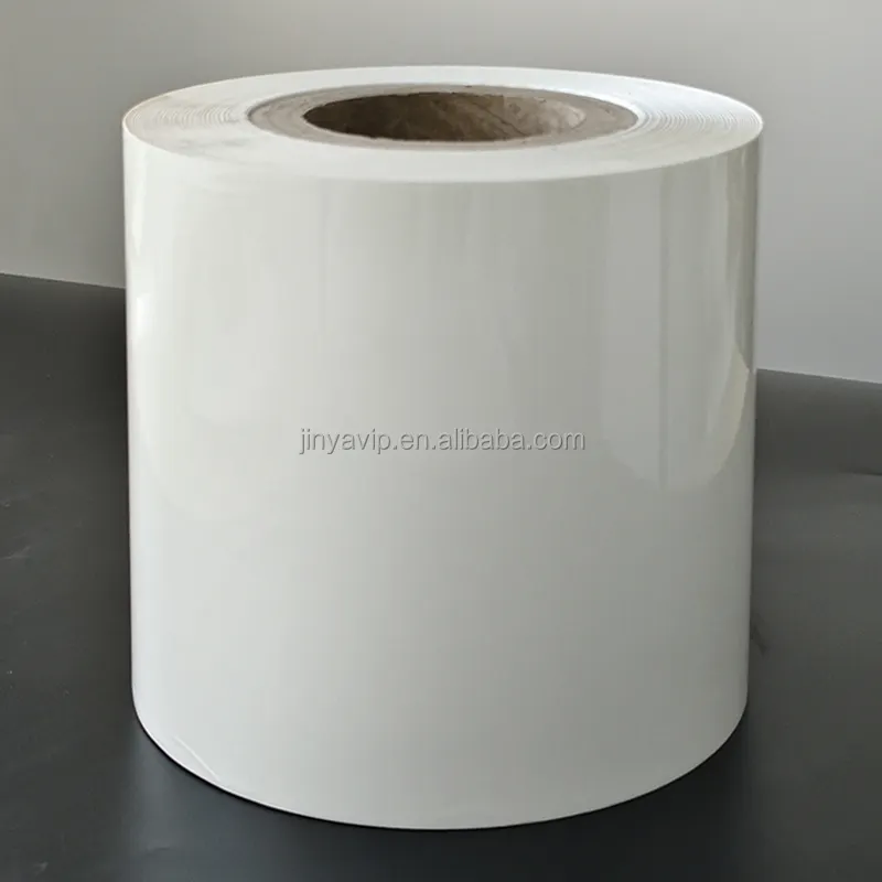 Kundenspezifische 50u UV-klar PET-Tintenstrahldruck wasserdichte Etikette transparente Rolle 60 g weiße Glasfarbe Jumboo-Rolle für Verpackung