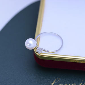 S925 Silver Queen Style <b>Ring</b> with Minimalist Design Freshwater Pearl 7-8mm White Strong Light Almost Flawless <b>Crystal</b> <b>Rings</b> - Product Image 3