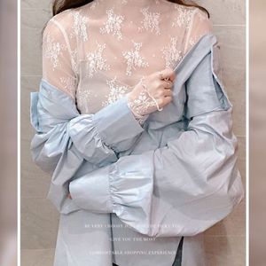 Summer New Women Sunscreen Inner Wear Chiffon Mesh Shirt Thin Shirt Butterfly <b>Perspective</b> Mesh Half-high Tops Mesh Bottom Shirt - Product Image 4