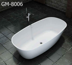 Baignoire autoportante en pierre à surface solide au design classique américain moderne avec fonction de trempage et accessoire d'égouttage pour salles de bain - Product Image 4