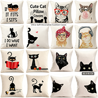ChamXue housse de coussin taies d'oreiller mignon chat thème imprimer moderne solide carré décoratif housse de coussin chevet salon