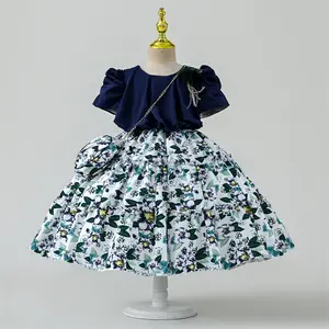Robes de princesse à fleurs pour filles veste + sac costume d'anniversaire robes de bébé fille en dentelle pour 1 an d'anniversaire vente en gros
