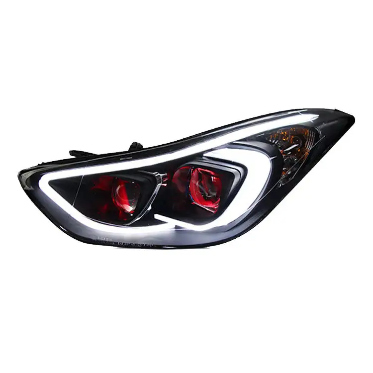 Farol de luz de neblina frontal para Hyundai Elantra 2012-2016 montagem, lâmpada de cabeça de xenônio de fábrica, lente diabo-olho, ideal para uso em veículos