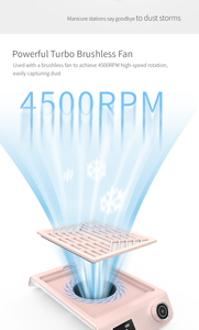 Nueva llegada potente colector de polvo de uñas filtro desechable al vacío Rosa 4500RPM <span class=keywords><strong>aspiradora</strong></span> de uñas de succión súper fuerte - Product Image 3