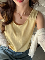 Débardeur de sport côtelé sans manches pour femme, couleur unie, haute intensité, fitness, collection été, tendance, en promotion