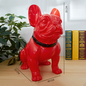 Statue de bouledogue français rouge/noir personnalisée de 30 cm pour l'intérieur, figurines d'animaux - Product Image 2