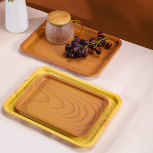 Bandeja Rectangular Grande de Grado Comercial con Diseño de Madera, Bandeja de PP de Grado Alimenticio para Servir Postres en Cafeterías y Té de la Tarde - Product Image 2