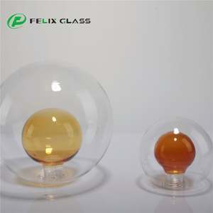 Pantalla de Lámpara de Mesa de Doble Pared de Vidrio Borosilicato 3.3 de Color Ámbar, Soplada a Mano, para Decoración del Hogar e Iluminación Interior, de Fábrica OEM - Product Image 3