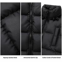 Blouson matelassé pour homme en nylon Ripstop, matelassage horizontal, col montant, cordon de serrage, poches passepoilées, chaud, décontracté, hiver, fabrication sur mesure