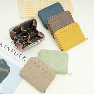 Portamonete Rosa in Stile Giapponese, Nuovo Portafoglio Mini RFID, Porta Carte in Vera Pelle con Logo Personalizzato - Product Image 3