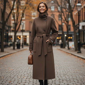 <span class=keywords><strong>Manteau</strong></span> Trench Classique <span class=keywords><strong>Beige</strong></span> pour <span class=keywords><strong>Femme</strong></span> à Double Boutonnage, Tissu en <span class=keywords><strong>Laine</strong></span> Respirant, Longueur Longue, Remplissage en <span class=keywords><strong>Laine</strong></span>, Style Automne - Product Image 5