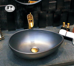 Lavabo Artistico di Lusso Ecologico Resistente all'Acqua in Ceramica con Forma Ovale a Foglia per Lavandini <span class=keywords><strong>da</strong></span> <span class=keywords><strong>Bagno</strong></span> di Hotel - Product Image 6