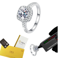 Vente en gros 1ct Bague Moissanite à coupe ronde Bijoux classiques pour dames Bague de couple plaquée rhodium haut de gamme pour mariage ou fête