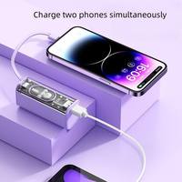 Vente en gros de nouvelle banque d'alimentation à corde Capsule 5000mAh avec câble de type C Mini chargeur transparent portable motif de dessin animé de chat mignon