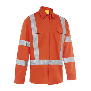 100% katun dilepas lengan panjang dengan pita reflektif kemeja kerja - Product Image 4