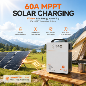 Station d'alimentation portable 6-en-1 3,2 V LiFePO4 avec chargeur AC MPPT intégré MSS, charge rapide PD et onduleur pour camping-car et alimentation d'urgence domestique - Product Image 4