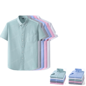 Chemise Oxford décontractée pour homme, 100% coton, manches courtes, couleur unie, logo personnalisable, respirante, anti-froissement - Product Image 3