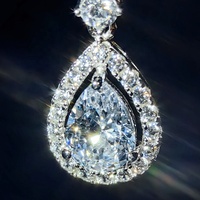 2025 perhiasan halus mewah 925 perak murni es keluar Cluster pir merah muda safir anting menjuntai untuk wanita hadiah ulang tahun