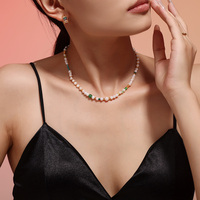 Collier en perles d'eau douce naturelles en acier inoxydable, bouton OT, perles exquises, best-seller