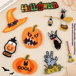 Parche bordado hecho a mano de Halloween con diseños de fantasma, calabaza, sombrero, gato y mano, para prendas, decoración festiva de plástico - Product Image 1
