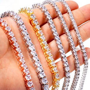 Tennis <strong>Bracelet</strong> 18K Gold Plated S925 Sterling <strong>Silver</strong> Custom Cz Moissanite Lab Grown Diamond Tennis Hand <strong>Bracelet</strong> for Women <strong>Men</strong> - Product Image 2