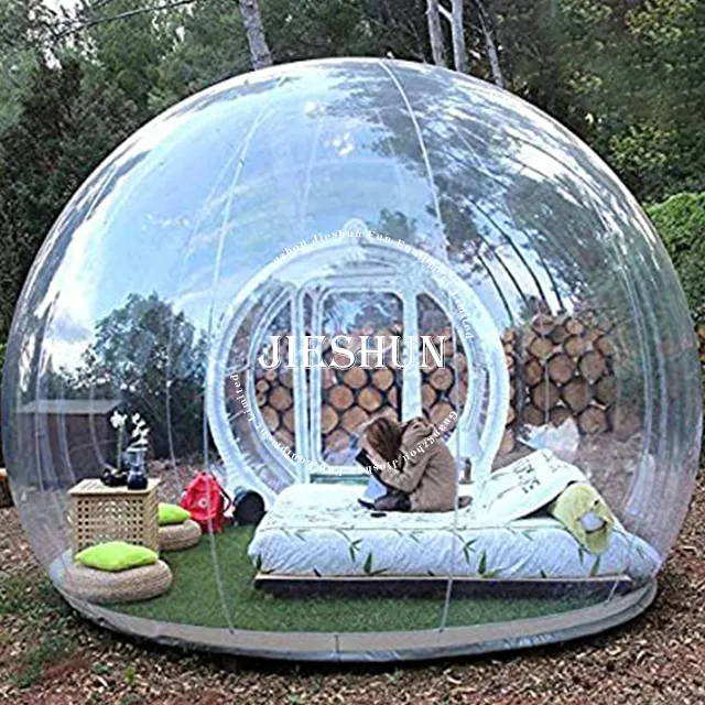 Bolha de plástico transparente para acampamento, venda por atacado, pvc, ar livre, casa para o ar livre, barraca de bolha inflável
