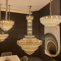 Décoration intérieure de salon de luxe post-moderne, lustre en cristal K9, éclairage suspendu en cristal doré pour escalier LED