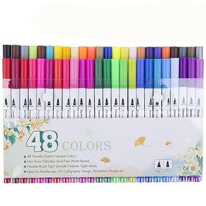 Ensemble de 100 marqueurs à pointe double personnalisés, marqueurs à pointe fine, marqueurs d'art pour livres de coloriage, calligraphie, journal, dessin - Product Image 2