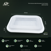 Conteneur alimentaire jetable en PP de 1200 ml avec couvercle - Anti-effraction - Préparation de repas, compatible micro-ondes, qualité alimentaire, anti-fuite