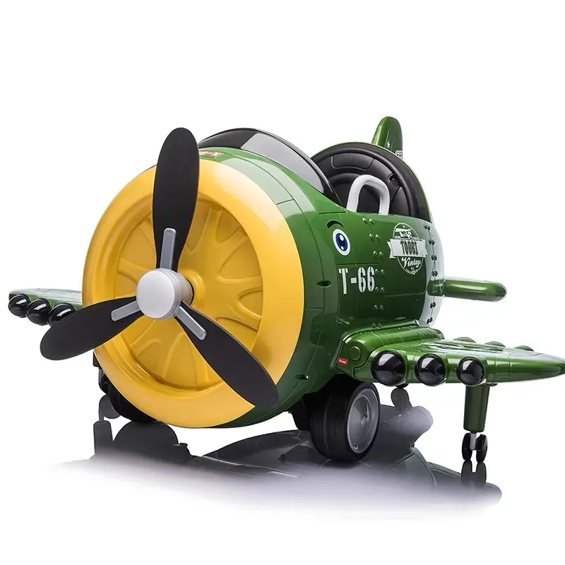 12V Kids Toy Electric Ride On Aircraft 360 Spin 3 Speed Airplane with Remote Control USB Music EVA Tires DIY Alphabet