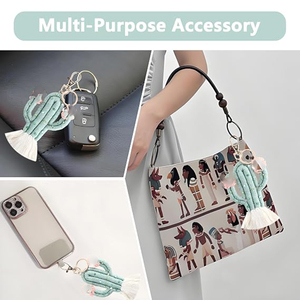 Llavero de <span class=keywords><strong>Cactus</strong></span> Boho con Borlas, Colgante para Mujer, Accesorios para Bolsos, Carteras y Mochilas - Product Image 5