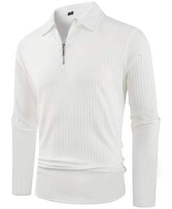 <span class=keywords><strong>POLO</strong></span> sportif à manches longues et fermeture éclair pour hommes, classique, tissu tricoté élastique ultra-mince, service OEM, <span class=keywords><strong>POLO</strong></span> tricoté pour hommes - Product Image 5