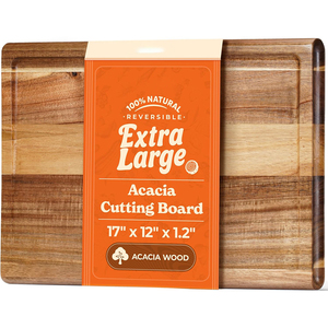 Planche à découper en bois d'acacia extra large de 17 x 12 pouces, épaisse, avec rainure profonde pour le jus, <span class=keywords><strong>bloc</strong></span> de boucher pour la viande de dinde, charcuterie - Product Image 1