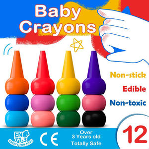 12 件套粗头有趣易用可叠放无毒可擦手指蜡笔（12 色）适合 2 岁及以上儿童 - Product Image 5