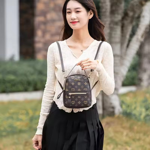 Mochila de Mujer Personalizada de Moda Jianghu, Diseño Moderno Color Café con Cierre de Cremallera, Material PU Duradero, Directo de Fábrica - Product Image 3