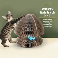 Grand grattoir à chat magnétique pliable en carton ondulé écologique en forme de poisson de dessin animé, jouet de stimulation et de grattage des griffes coloré
