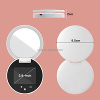 Espejo Compacto Portátil Inteligente de Doble Cara con Luz LED y Cámara UV, con Logotipo Personalizado, para Maquillaje, Protección Solar Facial Visible y Protección de la Piel