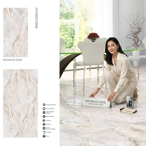Raynold Gris Design 600x1200mm Polished Glazed Porcelain Tiles 24x48 Glossy Vitrified Ceramic Floor Outdoor Hall Bathroom 20mm - Product Image 1