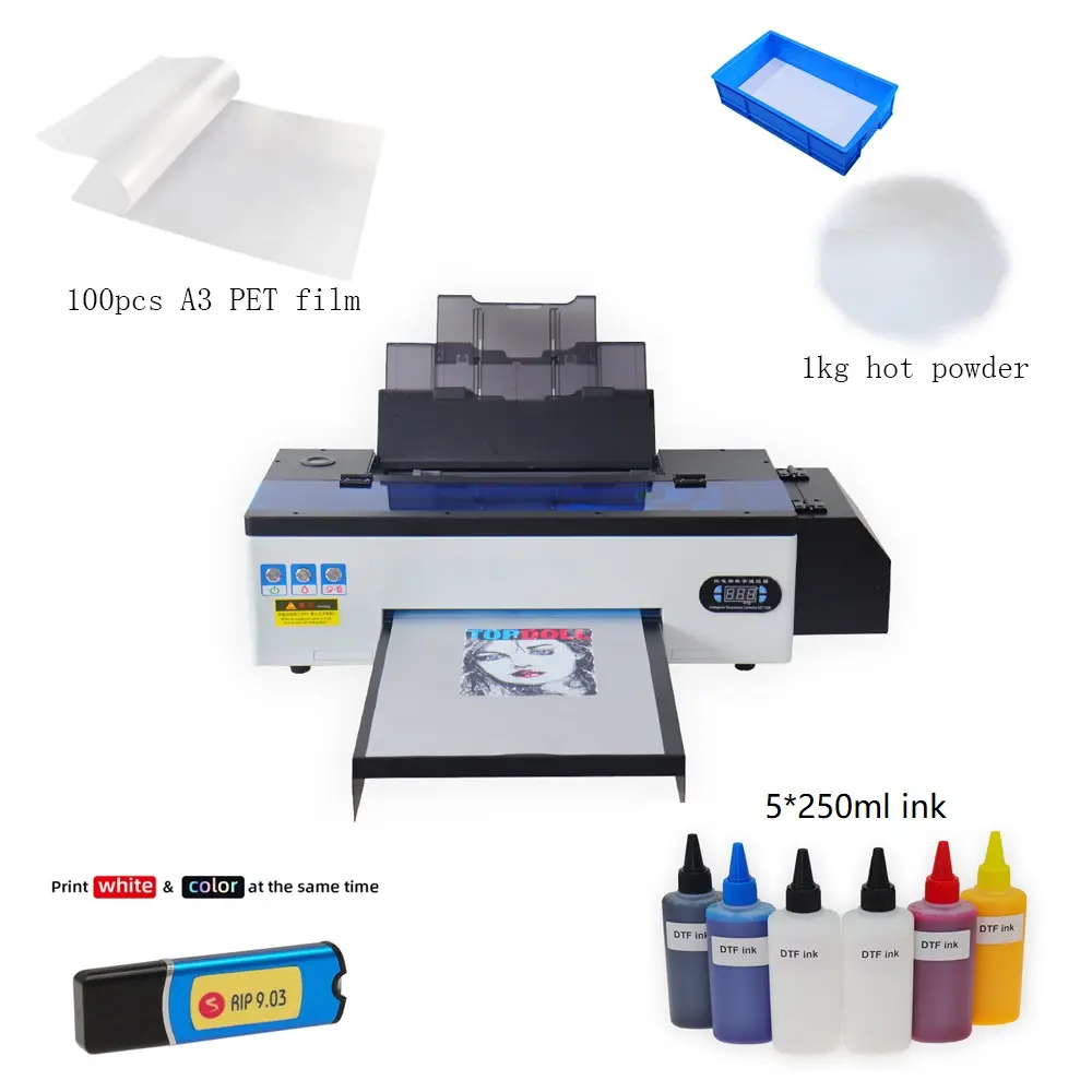 R1390 L1800 DX5 A3 DTF Transfer Printer With Roll Feeder DTF Oven For Dark And Light Clothing