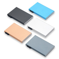 Dompet Logam Aluminium Kustom Laser Personal untuk Pria, Minimalis Tipis, Perlindungan RFID, Tempat Kartu Bank Kustom