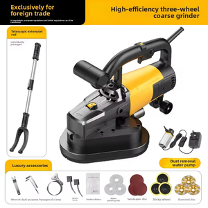 Machine de ponçage portative à trois roues avec tige d'extension pour le ponçage grossier des murs, le polissage des surfaces, le lissage du mastic et le dégauchissage des sols en béton, motorisée - Product Image 3