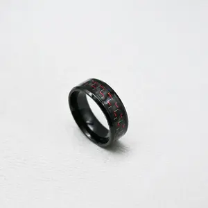 Fashion Stainless Steel Carbon Fiber Rings For Men Titanium 8mm Tungsten Rings Couple Jewelry Women