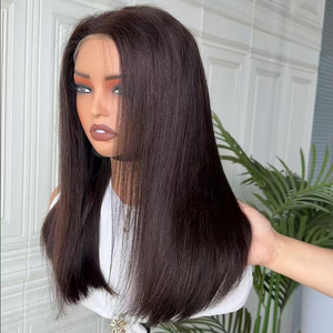 13x4 HD Lace Front Straight Bob Wig Cambodian Virgin Hair <b>Machine</b> Double Weft Glueless Pre Plucked Natural Black Perm All Colors - Product Image 3