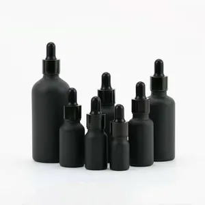 5ml 10ml 30ml 50ml 100ml mattschwarze Glasflasche mit ätherischem Öl und Pipette